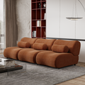 Contemporary Green Modular Sofa With Plush Chenille Upholstery 3 Seat Sectional With Deep Seating & Soft Backrest Perfect For Living Room Decor Orange Chenille 3 Seat