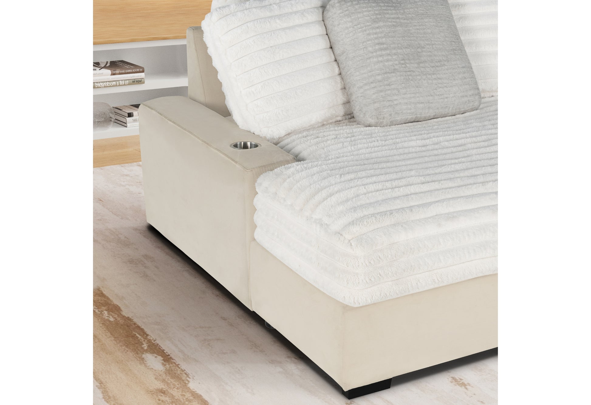 Shine Beige Lounger Sofa With Usb Beige Fabric
