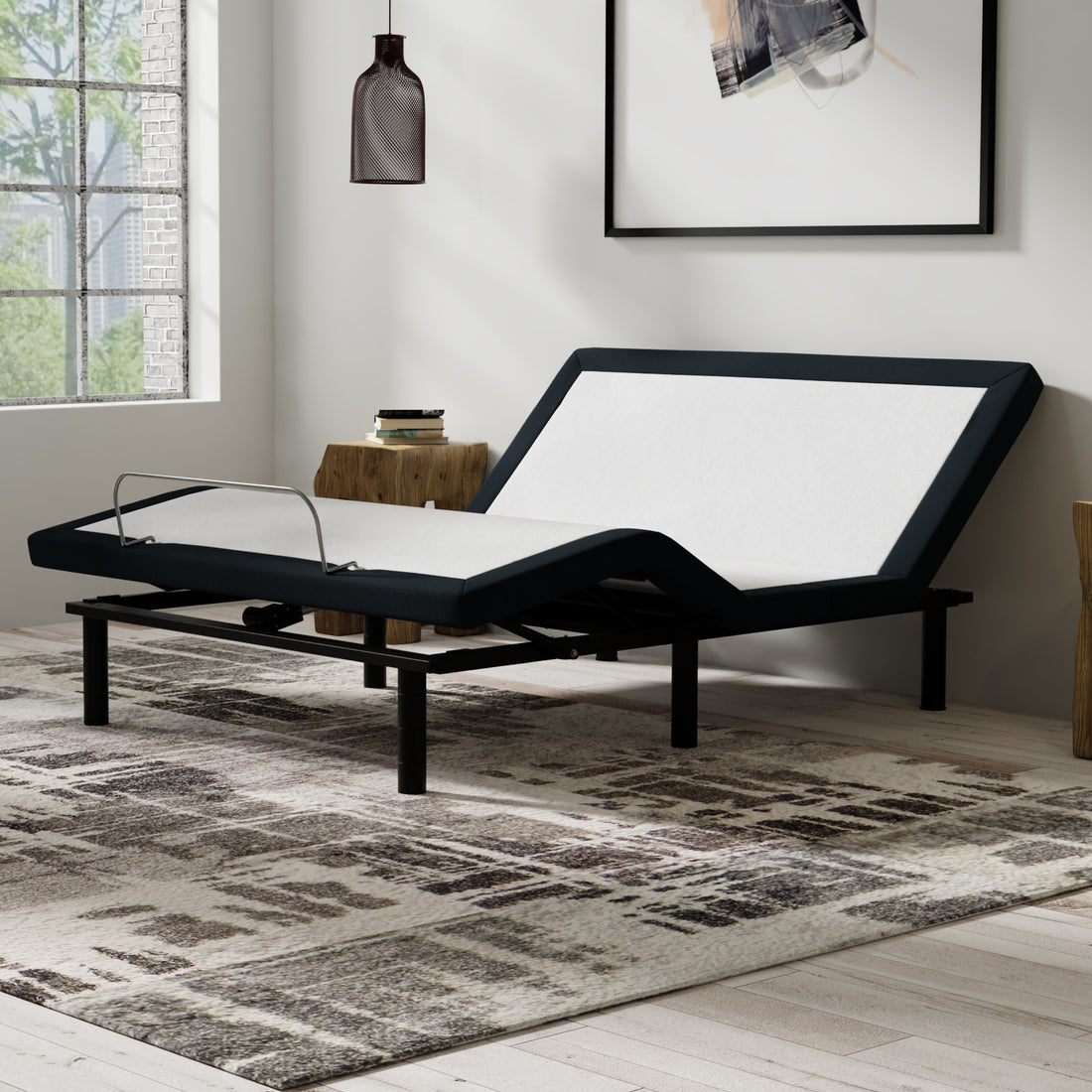 Model T2 Adjustable Base Full: Pillow Tilt, Massage, Usb Ports Full White Charcoal Metal