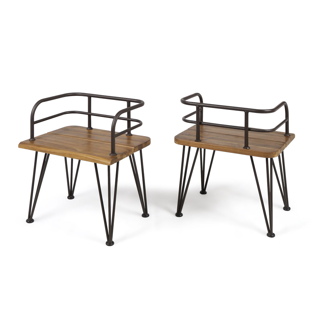 Zion Industrial Wood And Metal Chair Teak Metal & Wood