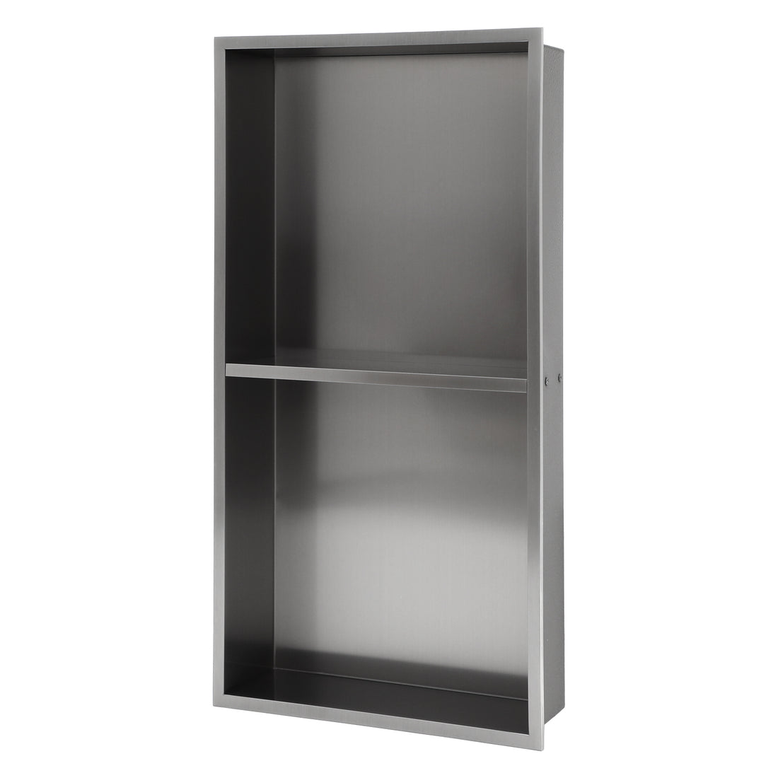 13" X 25" Stainless Steel Shower Niche Double Shelf, Gunmetal Black Gunmetal Black Stainless Steel