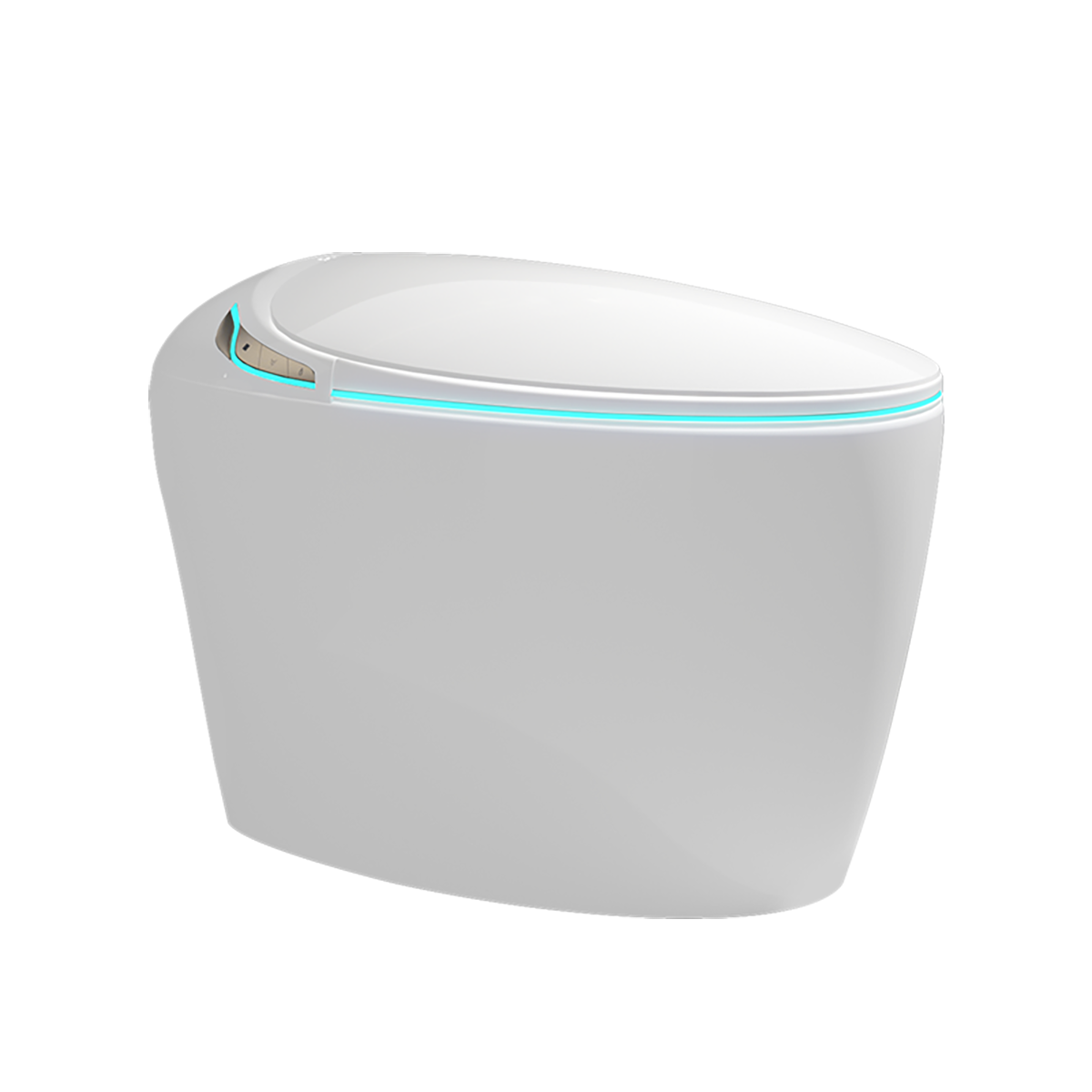 Unique Smart Toilet With Bidet Built In, Intelligent One Piece Toilet For Modern Bathroom, Auto Open Close Seat, Foot Sensor, Led Display,Night Light, Warm Water & Dryer,White White Bathroom