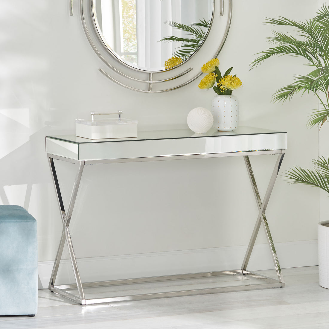 Console Table Antique Silver Steel