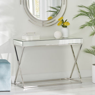 Console Table Antique Silver Steel