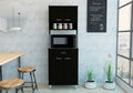 Santa Maria 1 Drawer 1 Shelf Area Pantry With Adjustable Metal Legs Black Wengue Black Particle Board