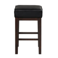 Transitional Black Faux Leather Seat 24 Inch Counter Height Stools Set Of 2, Espresso Finish Solid Wood Frame Black,Espresso Espresso Dining Room Transitional Solid Wood