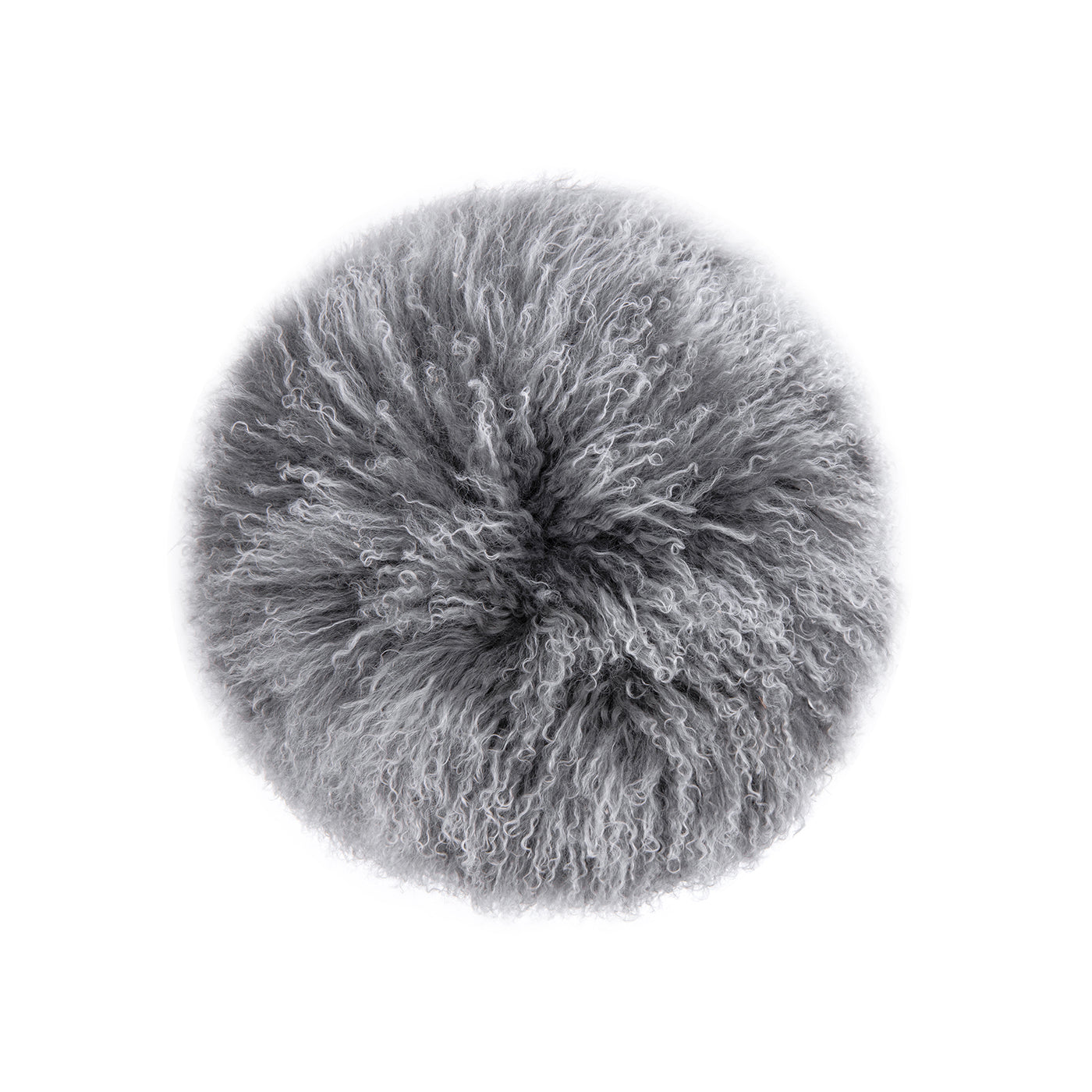 Alberta 16" Mongolian Sheepskin Round Ottomandimensional Gray Genuine Fur Gray Foam Fur