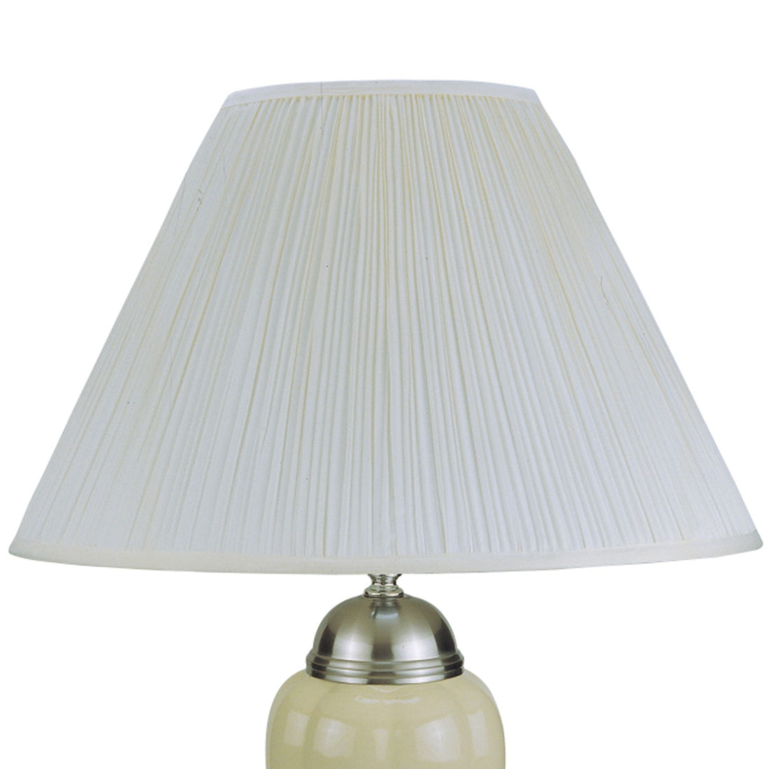 27" Tall Ceramic Table Lamp, Urn Shaped With Silver Ivory Finish, Linen Shade Multicolor Ceramic