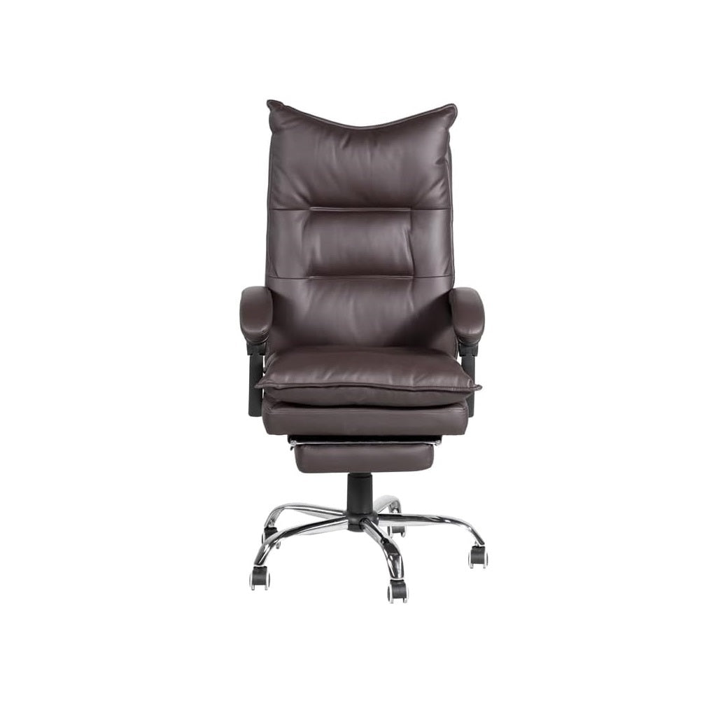 Contemporary Office Chair Upholstered 1Pc Comfort Adjustable Chair Relax Office Chair Work Brownpadded Armrests Brown Office Contemporary,Modern Office Chairs Tufted Back Adjustable Height Faux Leather,Metal