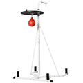 Soozier 2 In 1 Punching Bag Stand, Adjustable Height Heavy Bag Stand With Weighted Base And Speed Bag, Freestanding For Home Gym White Steel