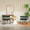Coolmore Boucle Dining Chairs Set Of 2, Mid Century Modern Curved Backrest Chair, Round Upholstered Kitchen Chairs Emerald Boucle Emerald Foam Mdf Metal