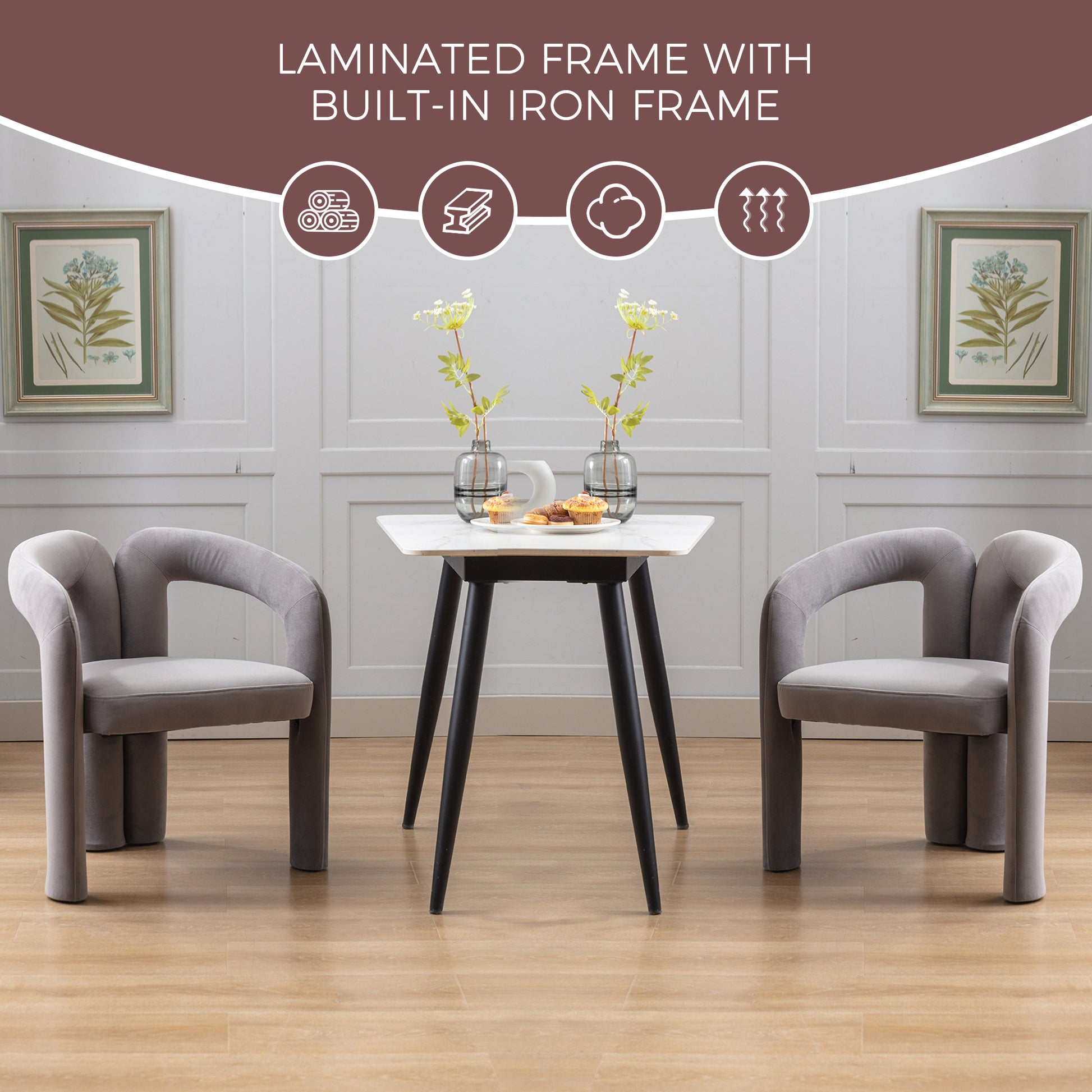 Coolmore Contemporary Designed Velvet Fabric Upholstered Accent Dining Chair Barrel Side Chairs Kitchen Armchair For Living Room Set Of 2 Gray Velvet Gray Foam Velvet