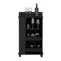 Baltimore Bar Cart With Casters, Glass Door And 2 Side Shelf Black Primary Living Space Modern Rectangular Particle Board Engineered Wood Medium 40 55In