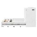 Full Size Murphy Bed With Drawer And A Set Of Sockets & Usb Ports, Pulley Structure Design, White Full White Plywood