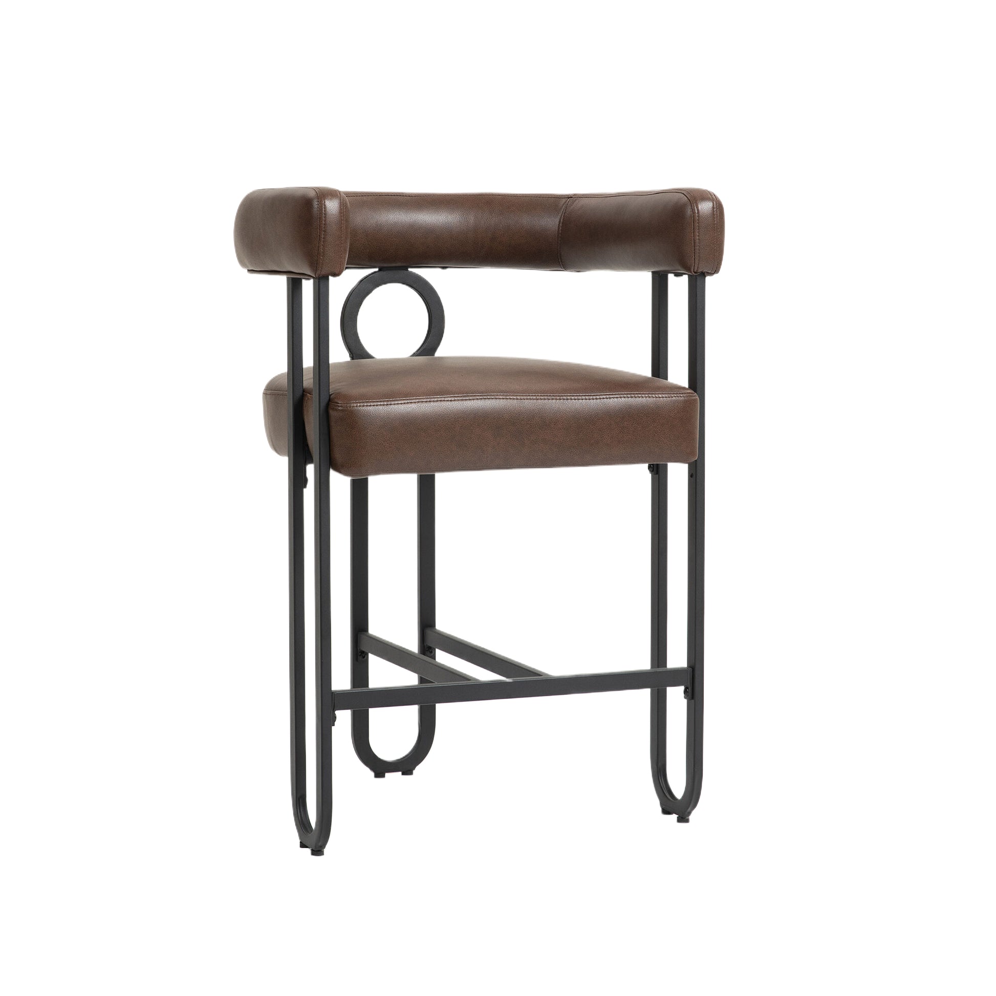 Coolmore Bar Stools Set Of 2, Modern Bar Stool With Back, Black Metal Frames, Upholstered Bar Stools For Kitchen Island, Pub, Club Dark Brown Pu Dark Brown Foam Pu Leather