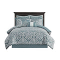 8 Piece Jacquard Comforter Set Aqua Silver Cal King California King Aqua Silver Polyester