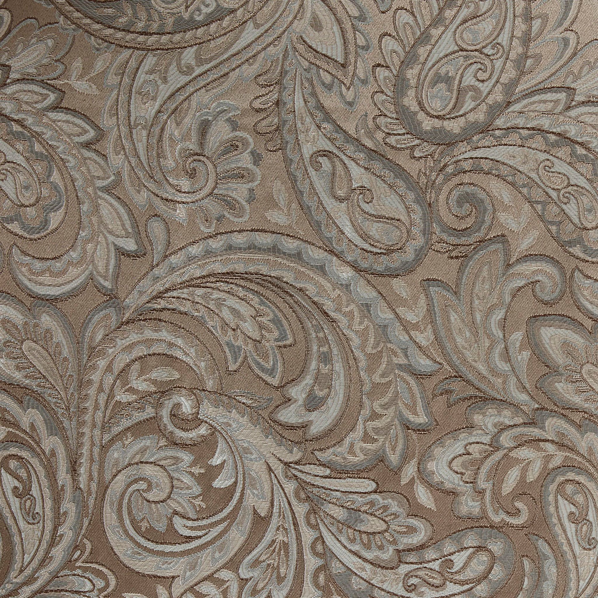 Jacquard Window Rod Pocket Valance With Beads Blue Brown 50X18" Blue Brown Polyester