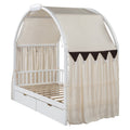 Twin Size Bed With Arched Roof And 2 Drawers, White Twin White Plywood