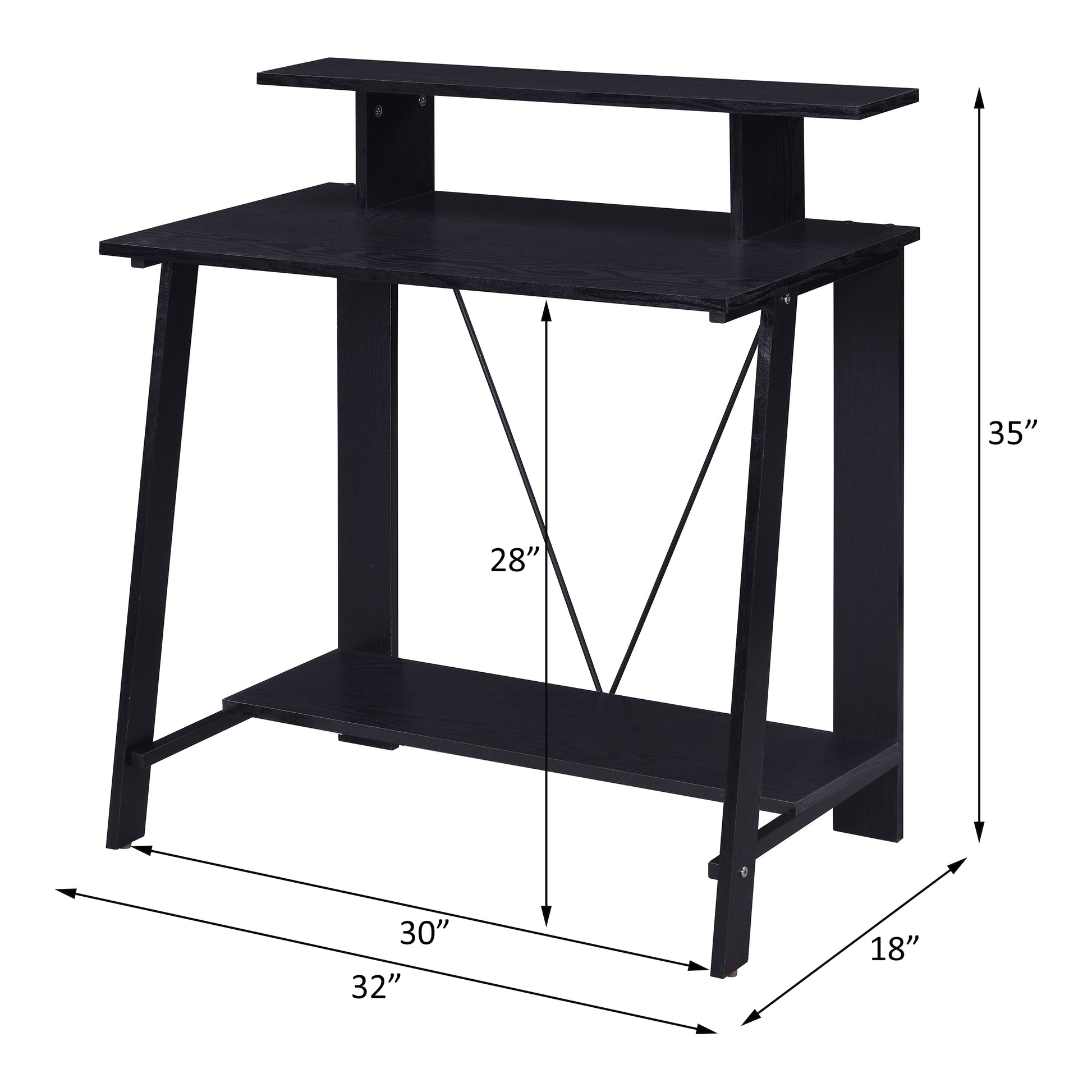 Nypho Black Finish Writing Desk Black Synthetic Wood