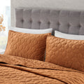 3 Piece Velvet Quilt Set Rust King Cal King King Rust Cotton