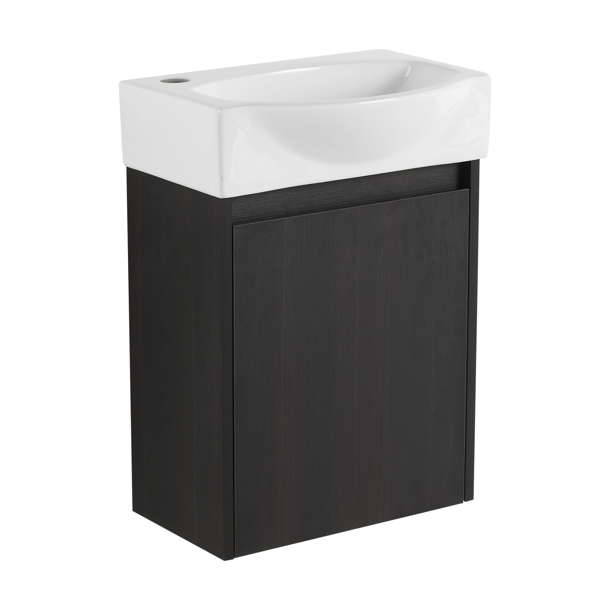 16 "Bathroom Vanity Sink Combo For Small Space, Modern Small Bathroom Vanity With Sink, Small Bathroom Sink Cabinet Set ,Black Black Bathroom American Design Engineered Wood