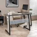 L Shape Glass Office Desk Grey Black Mdf