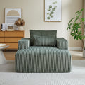 62.5 Inch Corduroy Sponge Sofa Lounge Chair,No Assembly Required,Fluffy Modern Sleeper Chair For Indoor Living Room Bedroom Army Green Foam Corduroy 1 Seat