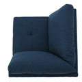 Mirod Comfy 5 Pieces L Shaped Sofa With Wooden Legs, Modern Side Chairs For Living Room Navy Blue Fabric 4 Seat