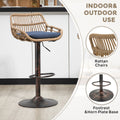 Coolmore Modern Swivel Bar Stools Set Of 2 Adjustable Counter Height Chairs With Footrest For Kitchen, Dining Room Blue Blue Primary Living Space Foam Linen