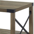 Rustic Oak Coffee Table With Bottom Shelf Rustic Primary Living Space Shelves Rectangular Wood Metal