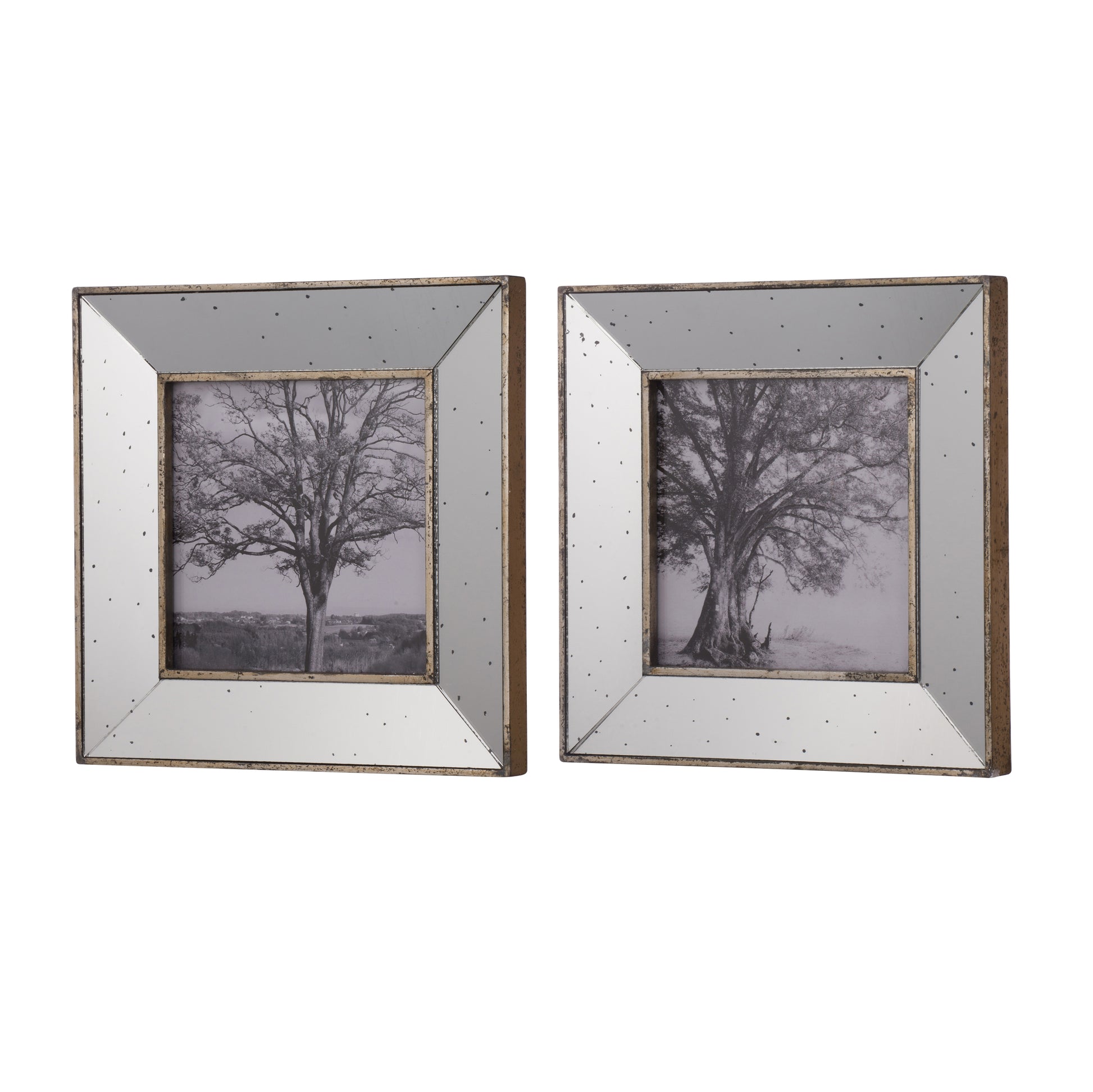 S 2 Vintage Silver Reflective Picture Frames, 15X15" Silver Mdf