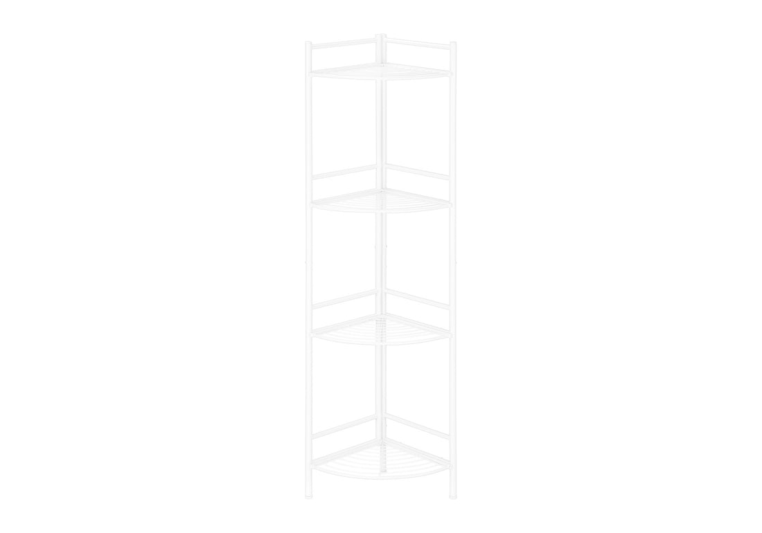 Bookshelf, Bookcase, Etagere, Corner, 3 Tier, 58"H, Office, Bedroom, White Metal, Contemporary, Modern White Metal