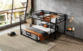 L Shaped Metal Twin Over Full Size Bunk Bed, Black Box Spring Not Required Black Metal Metal