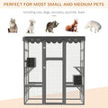 Outdoor Cat House Big Catio Wooden Feral Cat Shelter Enclosure With Large Spacious Interior, 6 High Ledges, Weather Protection Asphalt Roof Grey Wood