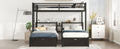 Full Xl Over Twin & Twin Triple Bunk Bed With Drawers,Multi Functional Metal Frame Bed, Bed Head With Shelving, Black Full Xl Black Metal