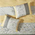 Embroidered 7 Piece Comforter Set Yellow Queen Queen Yellow Polyester