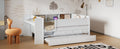 Multi Functional Twin Daybed With Drawers And Trundle, Headboard Storage And Tables, Usb Charging Station, White Box Spring Not Required Twin White Wood Daybeds Pine