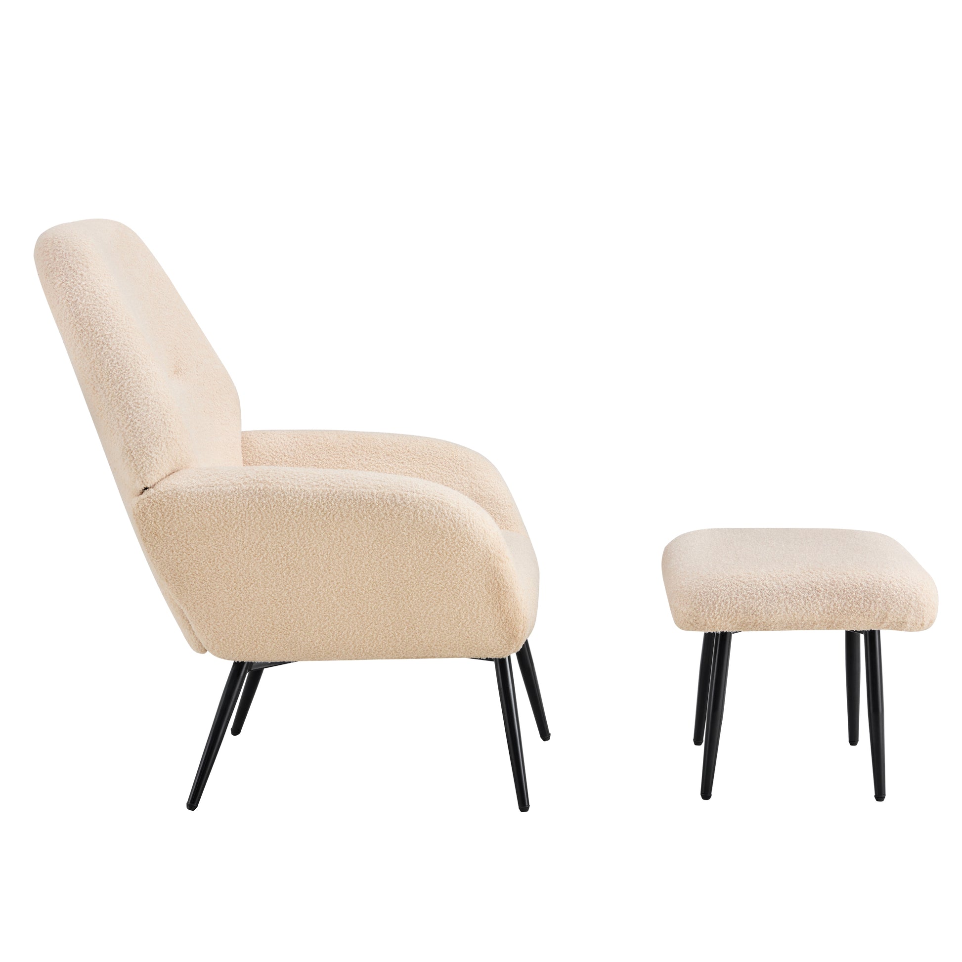 Light Luxury Single Sofa Modern Simple Living Room Balcony Leisure Sofa Chair,Beige Beige Sherpa 1 Seat