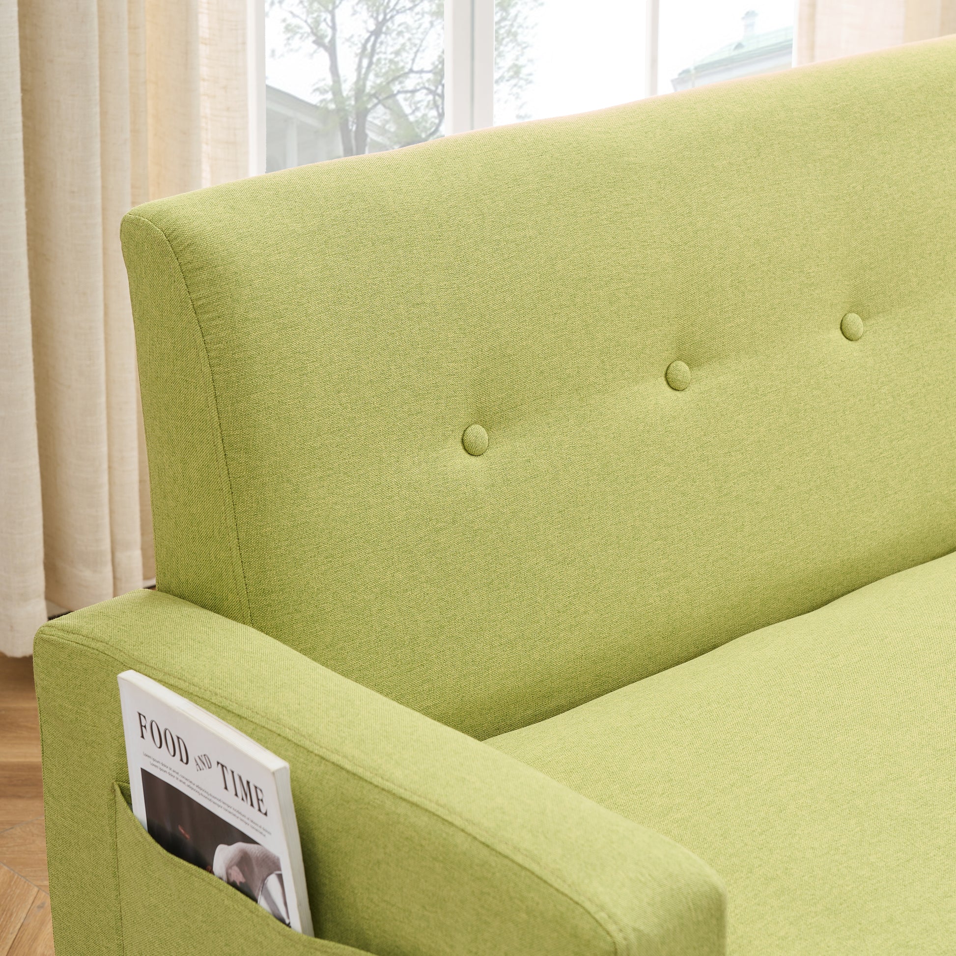 Multi Functional Storage Comfortable Double Sofa,Suitable For Living Room, Apartment, Home Office Green Fabric 2 Seat