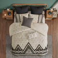 3 Piece Cotton And Flax Linen Blend Comforter Set Natural King Cal King King White Black Cotton