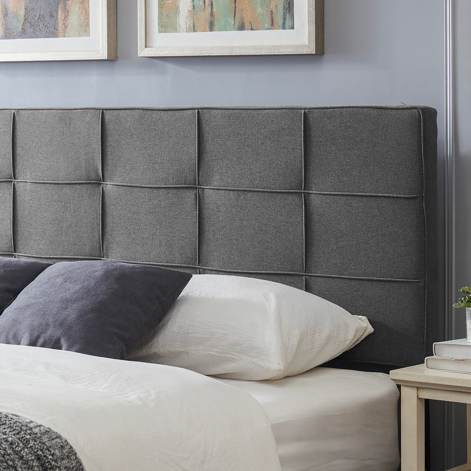 King Cal King Sized Headboard California King Charcoal Grey Fabric