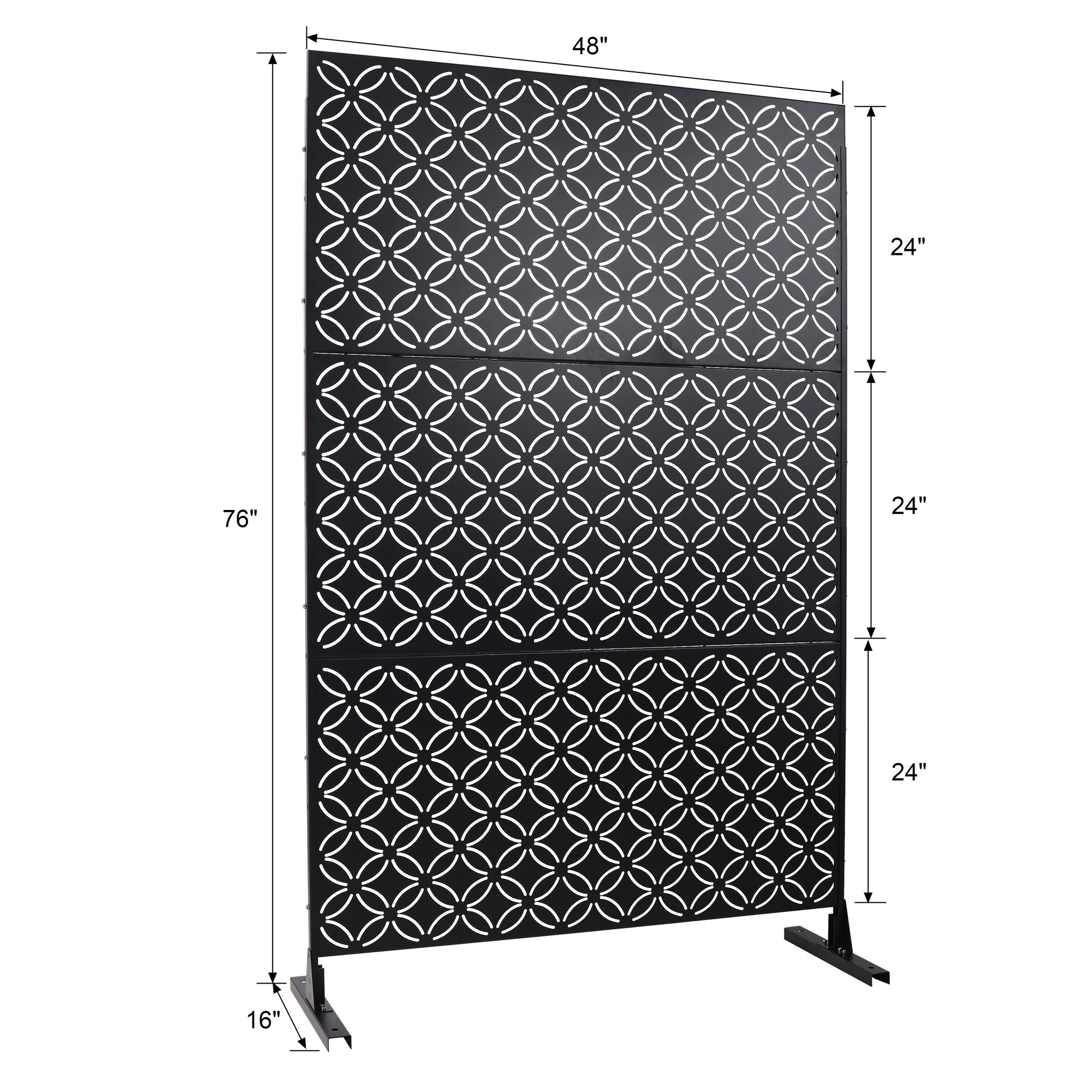 Outdoor & Indoor Privacy Screen Metal Privacy Screen 76" H 48" W, Freestanding Decorative Privacy Screen For Deck Balcony Patio, Privacy Fence Panels For Outside Lawn Garden Ps107 Black Black Steel