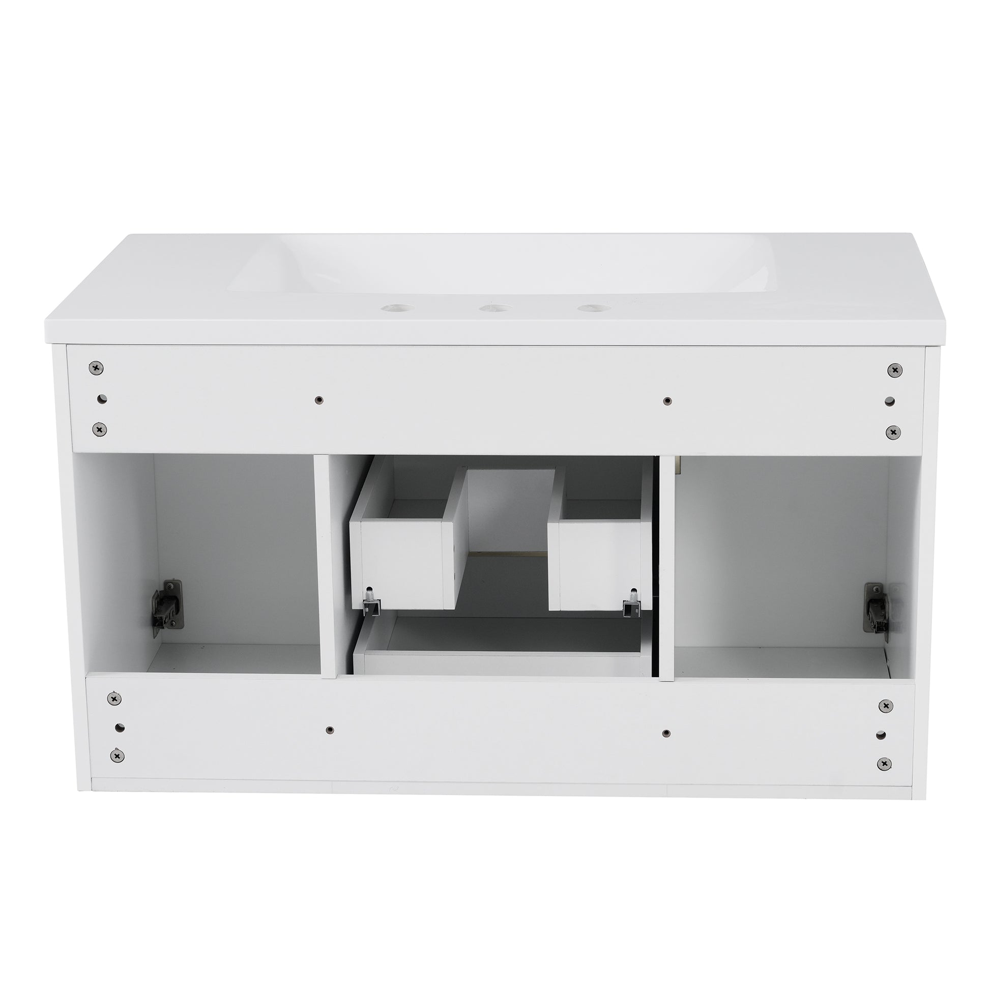 36'' Wall Mounted Bathroom Vanity With Resin Sink, Floating Bathroom Storage Cabinet With 2 Drawers, Solid Wood Bathroom Cabinet White Bathroom Modern Mdf