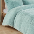 Shaggy Long Fur Comforter Mini Set King Blue Polyester