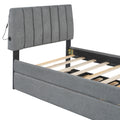 Teddy Fleece Twin Size Upholstered Platform Bed With Trundle, Gray Twin Gray Fleece