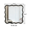 Solid Wood Wavy Square Mirror Black 36