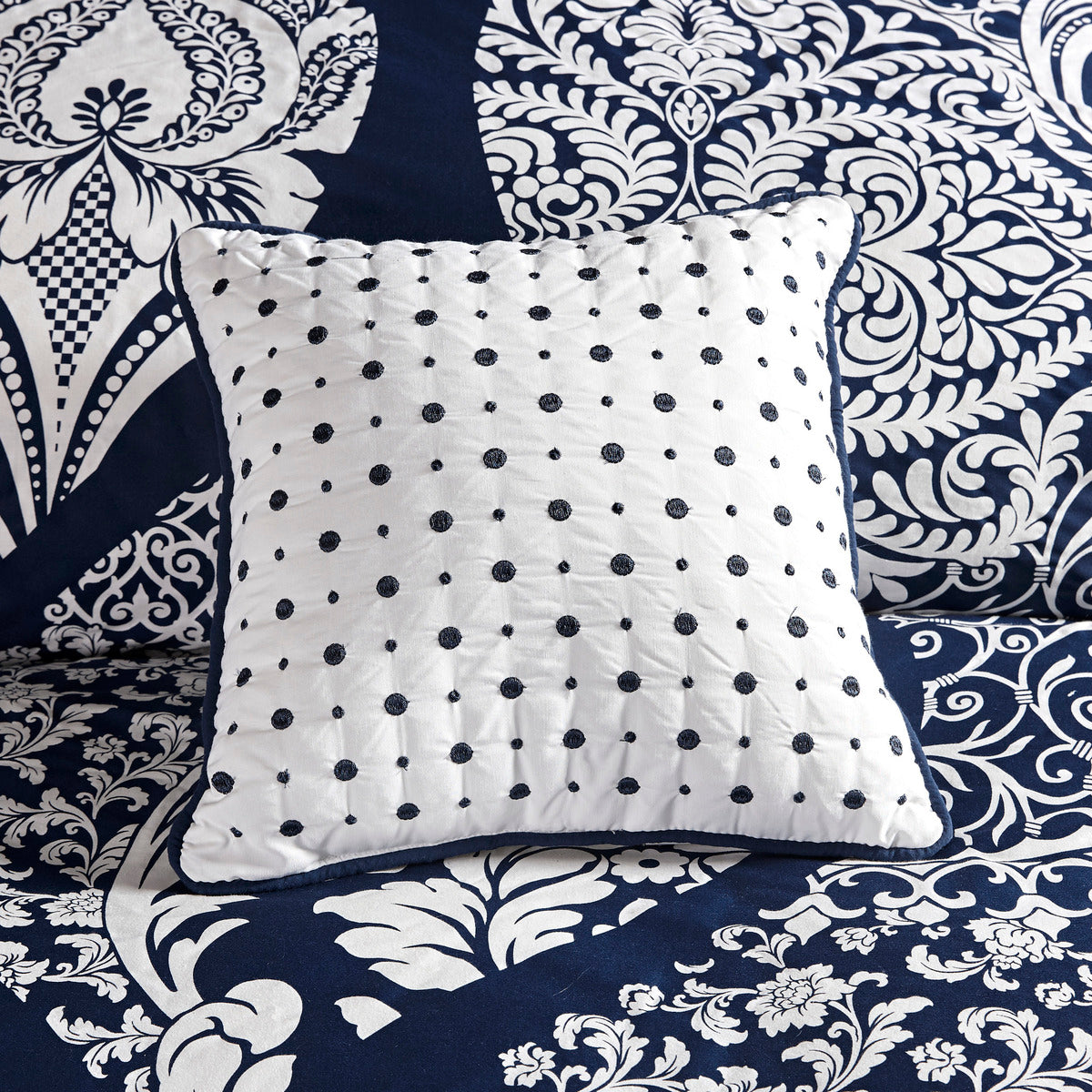 7 Piece Cotton Printed Comforter Set Indigo Cal King California King Indigo Polyester