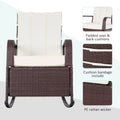 Outsunny Wicker Outdoor Rocking Chair, Patio Recliner With Adjustment Backrest, Pe Rattan Lounge Chair With Adjustable Footrest And Cushions For Garden, Backyard, Porch, Beige Brown Steel