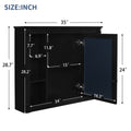 35'' X 28'' Wall Mounted Bathroom Storage Cabinet, Medicine Cabinet, Modern Bathroom Wall Cabinet With Mirror, Mirror Cabinet With 6 Open Shelves Not Include Bathroom Vanity Black 1 Mirror Included