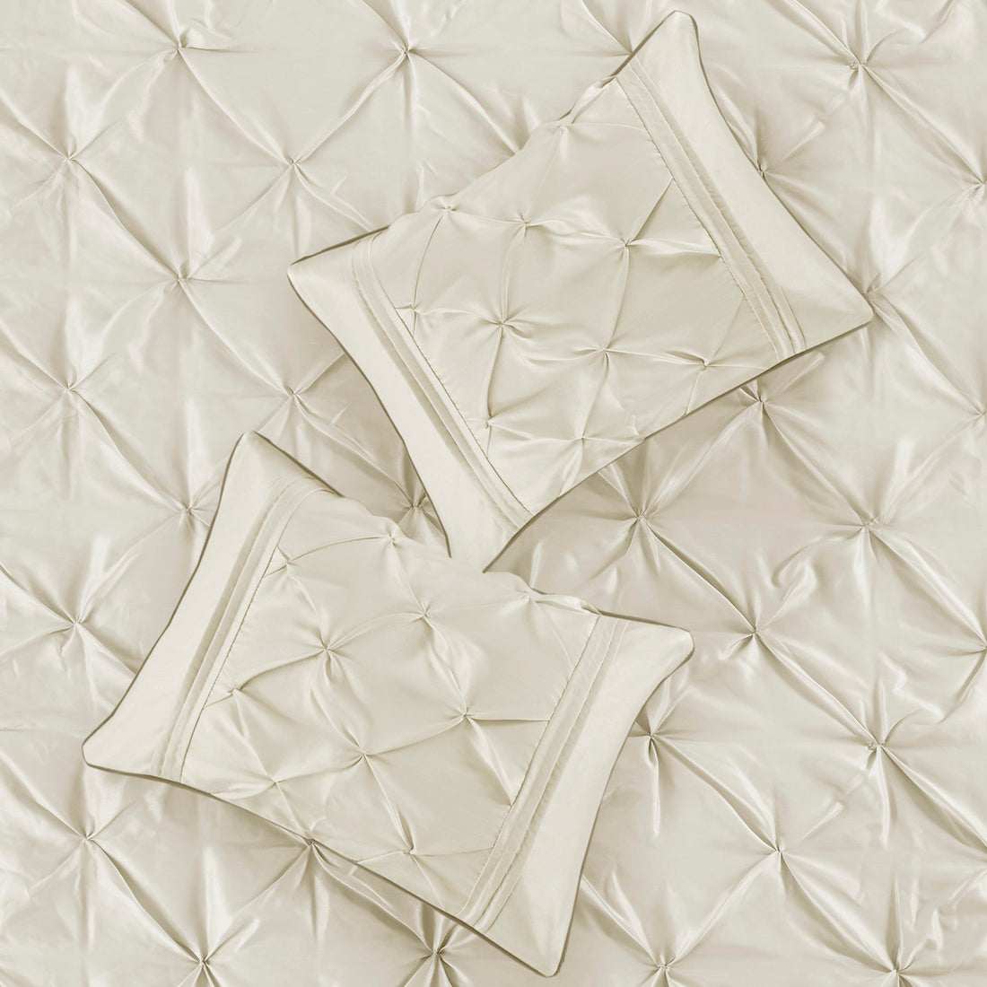 7 Piece Tufted Comforter Set Ivory Full Full Ivory Polyester